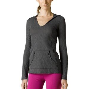 PrAna XS Charcoal Gray Angie Mesh Long Sleeve Hooded Pullover Activewear Top